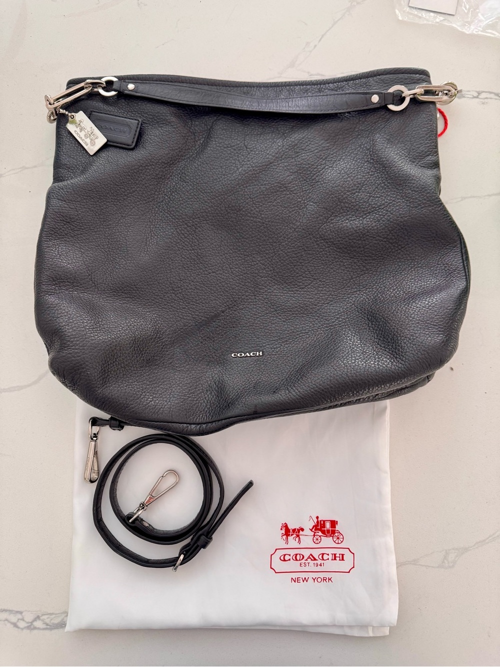 Coach Black Pebbled Leather Hobo Bag - Coach Lexy Bag w/crossbody attachment - Picture 7 of 7